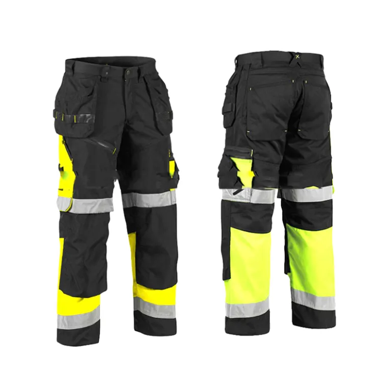 Attrezzature di sicurezza Fluorescente Giallo Pantaloni Da Lavoro Hi Vis Riflettente Heavy Duty Cargo Pants