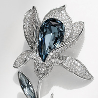 XILIANGFEIZI - Superbe accessoire de mode français - Broche de luxe en cuivre et cristal en forme de tulipe - Cadeau pour femme