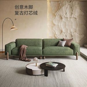 โซฟาสามที่นั่งสไตล์ญี่ปุ่น โครงไม้เนื้อแข็ง หุ้มผ้ากำมะหยี่ เฟอร์นิเจอร์ห้องนั่งเล่น - Product Image 4