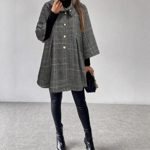 Cárdigan <span class=keywords><strong>Largo</strong></span> con Cinturón, Cuello Mandarín, Estampado a Cuadros, para <span class=keywords><strong>Mujer</strong></span>, Otoño Invierno, Nueva Moda Coreana, Estilo Casual, Cierre de Botones - Product Image 4