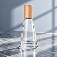 Flacons vaporisateurs de parfum en verre dépoli transparent et dégradé marron de 15 ml avec bouchons en bois clair et foncé pour l'emballage de parfums de voyage
