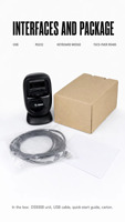 Lecteur de codes-barres omnidirectionnel compact avec support réglable et câble USB pour comptoirs de magasin, commandes d'échantillons et commandes en gros