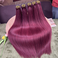Lots de Cheveux Humains Raides Bourgogne 99J en Gros, Extensions de Cheveux Vierges Bruts Vietnamiens avec Cuticules Alignées