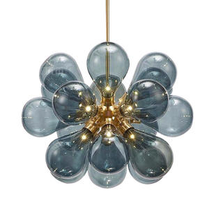 Lámpara de Araña de Cristal Azul Posmoderna para Habitación Infantil, Iluminación Minimalista Estilo Instagram para Sala de Estar y Dormitorio - Product Image 1