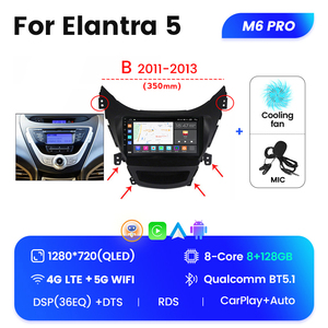 Mekede M6 Pro ระบบเครื่องเสียงมัลติมีเดียสำหรับรถยนต์ระบบแอนดรอยด์12 QLED สำหรับ Hyundai Elantra <span class=keywords><strong>5</strong></span> 2011 2013 2014 2016 - Product Image 4