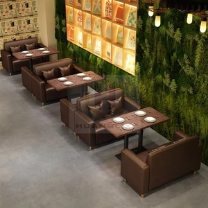 Meubles de café à usage commercial sièges de stand de restaurant <span class=keywords><strong>table</strong></span> de restauration rapide vintage chinois tables et chaises de restaurant bon marché - Product Image 5