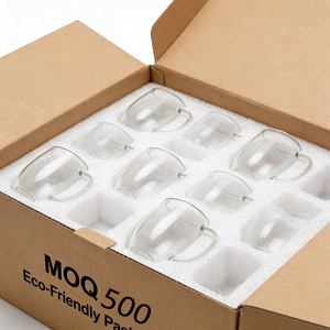 Mug en verre résistant à la chaleur avec poignée, 350 ml, sans plomb, pour le bureau et la maison (vente en gros) - Product Image 6