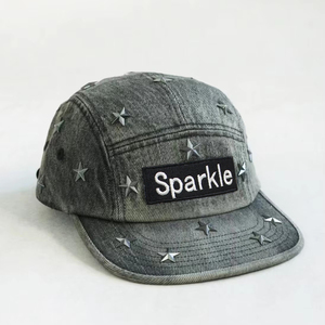Casquette de baseball vintage en jean <span class=keywords><strong>d</strong></span>élavé à <span class=keywords><strong>5</strong></span> panneaux, ornée de strass personnalisés, à visière plate, ajustable, pour hommes et femmes - Product Image 2