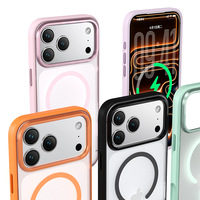 Étui magnétique givré de luxe compatible avec iPhone 18 17 Pro Max, cadre de caméra en métal, boutons colorés, coque antichoc