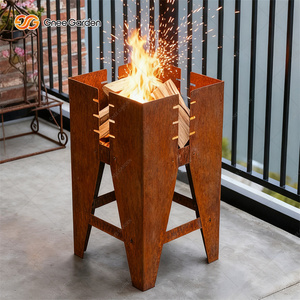 GNEE Foyer d'extérieur moderne en acier corten de qualité supérieure-Chauffage à bois et barbecue pour terrasse et camping - Product Image 2