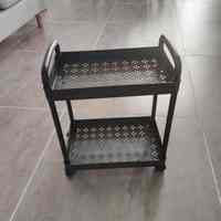 Chariot à roulettes en plastique, étagère de rangement portable à 4 niveaux pour salle de bain, salon, sol, chariot domestique mobile polyvalent