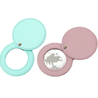 Miroir cosmétique rond portable à la mode pour femmes poche en cuir PU Mini Compact avec fonction rotative pour l'éducation