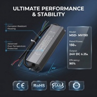 Controlador LED de Voltaje Constante OEM BST, Impermeable IP67, 150W, 24V, 6.25A, 0-10V, Regulable, 100-277VAC, Módulo de Placa para Iluminación LED, con Certificación CE