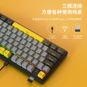 Clavier mécanique sans fil K870TPro, 87 touches, rétroéclairage RGB, trois modes, anti-ghosting complet, USB Type-C, programmable - Product Image 3