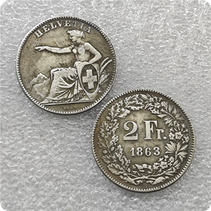 1850A,1857B,1863B,1896B Zwitserland 2 Franken Antieke Stijl Herdenkingsmunten, Geschenken, Woondecoratie - Product Image 5