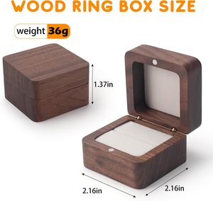 ERDOGLY Boîte à bagues en bois avec fente unique, Mini boîte à bagues de fiançailles, Boîte à bagues de mariage carrée boîte de rangement pour <span class=keywords><strong>bijoux</strong></span>, Vintage élégant - Product Image 2