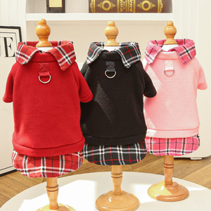 Manteau en polaire à carreaux pour chiens et chats, vêtements d'automne et d'hiver, design mignon, vêtements pour petits chiens et chats, couleurs rouge, rose, noir disponibles - Product Image 3