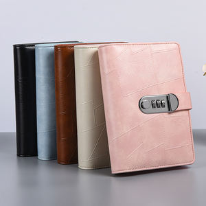 Cubierta de cuero impresión personalizada A6 carpeta recargable cuaderno de presupuesto diarios planificador diario con libro de trabajo de bloqueo de combinación - Product Image 2