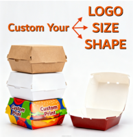 Caja para Hamburguesas Triple Corrugada 9x6x3 con Compartimentos para Salsas, Impresión Personalizada, Kraft Marrón Biodegradable y Reciclable, Contenedor para Llevar