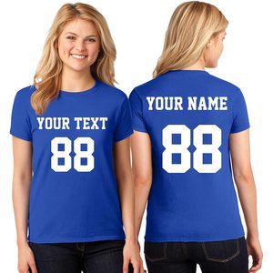 Camiseta personalizada estilo jersey para mujer, cuello redondo, estampado digital, nombre del equipo personalizado, número 88 - Product Image 1