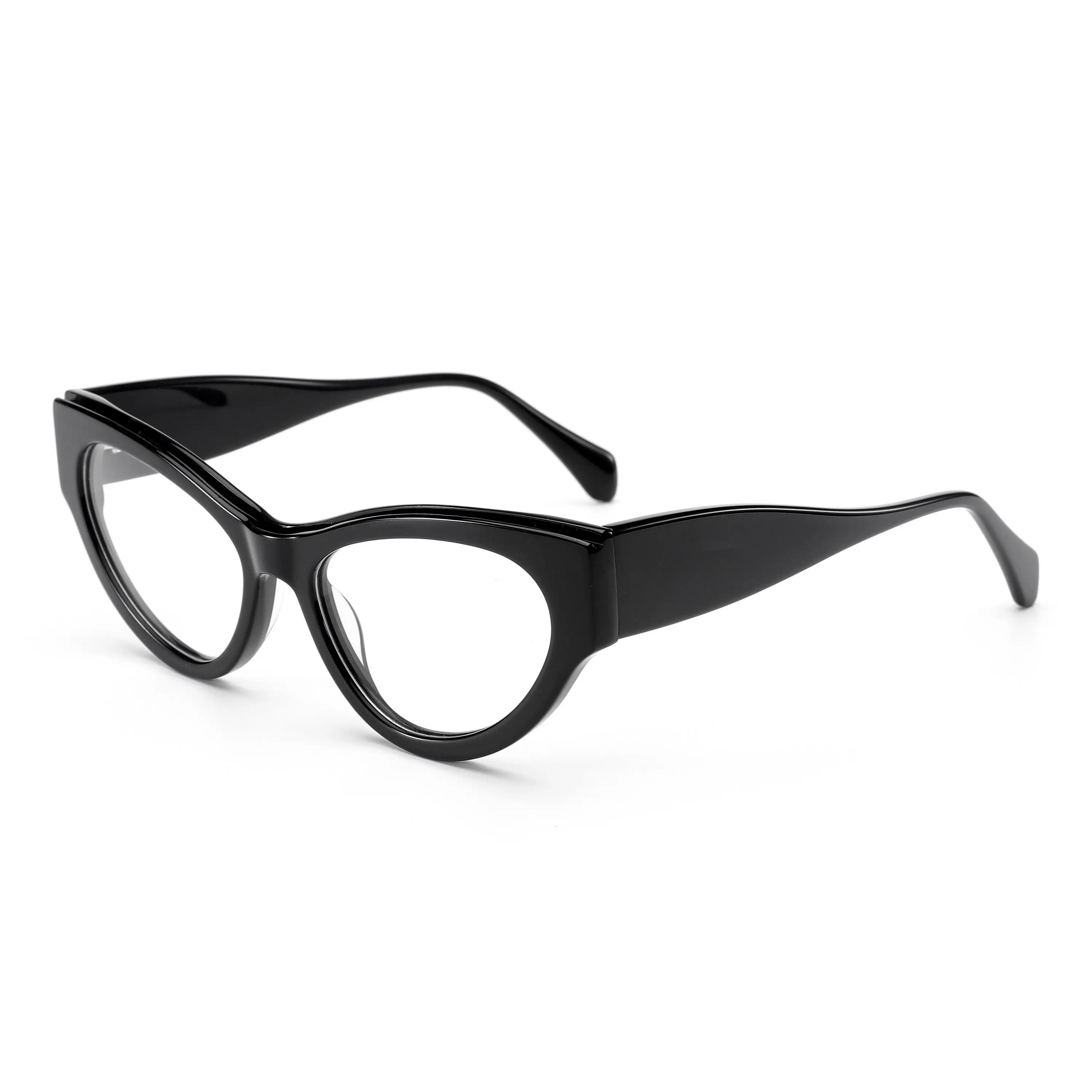 Kacamata optik bingkai mewah untuk pria wanita, kacamata optik antisinar biru mata kucing asetat 2024