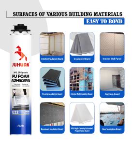 Adhésif en <span class=keywords><strong>mousse</strong></span> PU JUHUAN G22 pour panneaux XPS/EPS, <span class=keywords><strong>mousse</strong></span> de collage à faible expansion pour panneaux isolants - Product Image 4