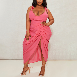 Màu rắn của phụ nữ backless Bodycon ăn mặc sexy bất thường không tay xếp li revening với Slit drawn-out Xếp Li bên - Product Image 1