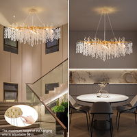 Lustre en forme de branches d'arbre dorées de 47 pouces, luminaire moderne rond en cristal K9 pour salon, hall d'entrée, îlot de cuisine