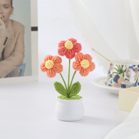 Fleurs tissées en laine de simulation de fleurs tricotées à 3 têtes faites à la main pour la fête des mères ou les plantes artificielles du nouvel an