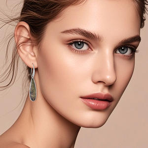 Pendientes de Piedra Facetada en Forma de Gota con Borde Dorado de Acero Inoxidable Dorado de 36 mm, Joyería de Piedras Preciosas para Mujer, Regalo para Amiga - Product Image 5