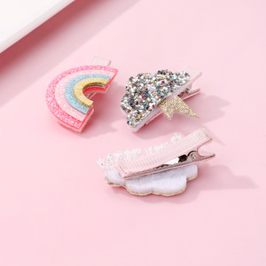 Venta caliente diseño creativo dulce Arco Iris relámpago nube bebé lado Clip Horquillas para el cabello lindo conjunto de pinzas para el cabello para niños - Product Image 4