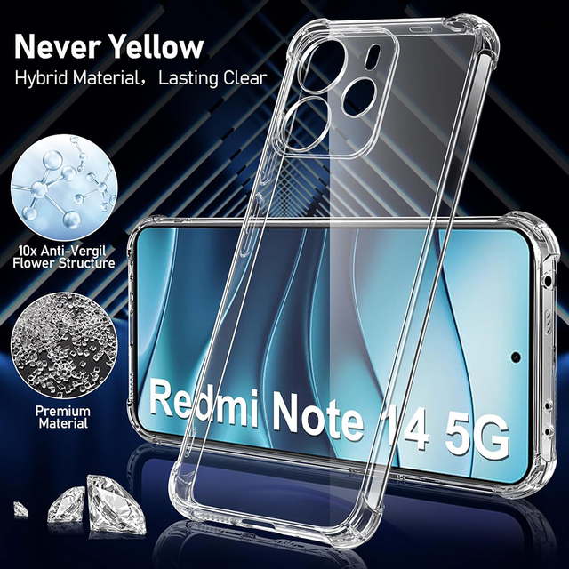 Shockproof Silicone Case For Xiaomi Redmi Note 14 4G 163mm 164mm Soft Ultra Thin Cover Shell For Redmi Note 14 Pro Plus Pro+ 5G