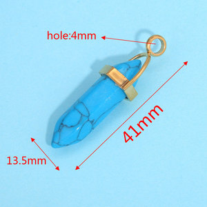 จี้หินรูปหกเหลี่ยม |   กรอบสแตนเลสเคลือบทอง PVD |   จี้ห้อยคอทำจากหิน - Product Image 6