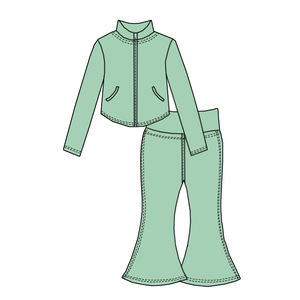 2025年ユニークなデザイン子供用フィットネス長袖フレアパンツ女の子用セット-女性用ヨガとスポーツファッション - Product Image 2