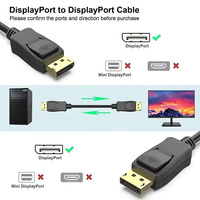 Cable Coaxial DP a DP Macho a Macho 4K 60Hz HDR, Chapado en Oro, con Blindaje de PVC Trenzado, 1.8M, para Monitor de Juegos