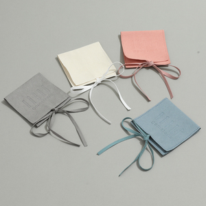Luxury Microfiber Jewelry <b>Envelope</b> Pouch Custom Logo Soft Satin Ribbon Handmade 8x8cm Portable EQ478 Brand Elegant Gift Storage - Product Image 1