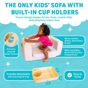 Giving Tree <b>Kids</b> Foldable <b>Sofa</b> With Tray And Cup Holder For Children 3 Years And Above - Product Image 4