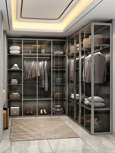 Modern Luxury Mirror Cabinet Clothes Wardrobe Designs Plywood Bedroom Furniture Wooden Walk In Wardrobe Closet With Island