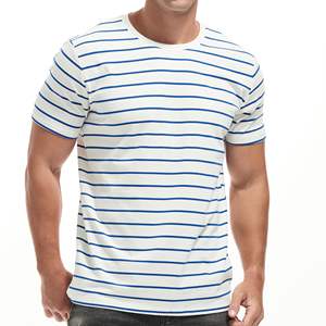 Vêtements de course à col rond pour hommes personnalisés t-shirt vêtements rayés et surdimensionnés t-shirt respirant coton t-shirt pour hommes - Product Image 1