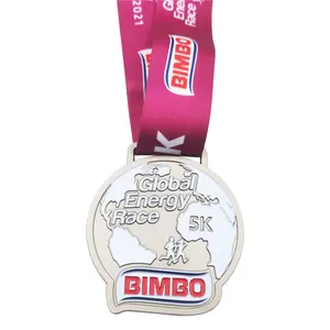 Medali logam grosir desain murah milik Anda sendiri paduan seng kosong 3D emas penghargaan maraton berlari medali olahraga logam kustom