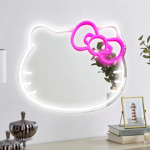 Espejo con Luz LED de Neón de Hello Kitty - Espejo con Luz Blanca Cálida de Anime Kawaii para Decoración de Dormitorio de Niñas, PVC, Clasificación IP33 - Product Image 2