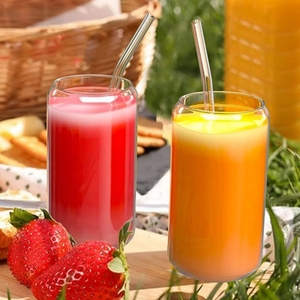 Bouteille en verre à large ouverture pour thé au lait, eau et jus, avec bouchons, 12 oz, 24 oz, 20 oz, <span class=keywords><strong>carafe</strong></span> à eau, bouteille à boisson, pot en verre - Product Image 2