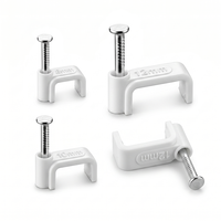 Clips de câble carrés blancs avec clous 4mm 6mm 8mm, clips de câble flexibles en PE avec clous, clips de câble électrique avec clous