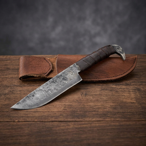 Couteau à pointe de lance Viking fait main avec visée en forme de corbeau, manche en cuir, acier à haute teneur en carbone de qualité industrielle, objet de collection - Product Image 2
