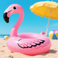 Rosa Flamingo PVC Faltbarer Aufblasbarer Schwimmreifen für Strand und Pool, Schwimmspielzeug für Kinder