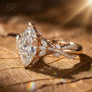 Anillo de Compromiso Marquise con Diamante Cultivado en Laboratorio VVS Personalizado, Certificado IGI, Diamante CVD HTHP Creado en Laboratorio, Anillo de Diamantes Trenzados - Product Image 2
