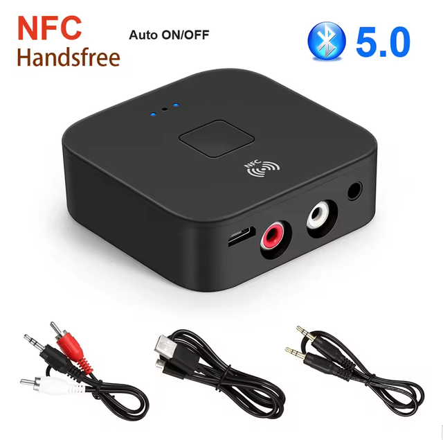 BT 5.0 Receiver 3.5mm AUX Jack RCA Wireless Adapter Dongle Mic NFC for Car Kit Audio Transmitter Amplifier Speaker Auto