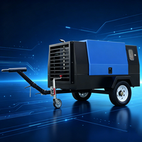 Compresseur d'air à vis diesel robuste 185CFM 7Bar, portable et refroidi par air, pour l'exploitation minière, les carrières et le forage de roches