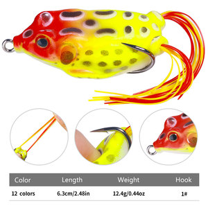 6.3CM nuovo tipo 12.4G esca di rana di alta qualità di varie <span class=keywords><strong>dimensioni</strong></span> esca artificiale per la pesca Bass Bait Topwater <span class=keywords><strong>Frog</strong></span> Lure Black - Product Image 2