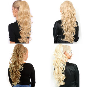 ขายส่งคุณภาพสูงยาวหยิกหยักหางม้าพร้อมหวีที่มองไม่เห็นสังเคราะห์ต่อผมหยักลึกสําหรับผู้หญิง - Product Image 4